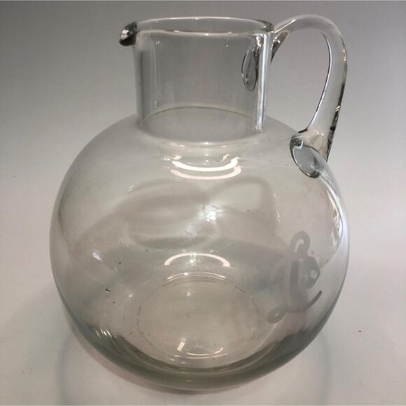 Tiffany & Co Refresher Clear Crystal Water Pitcher Round Etched Initial "L" - Picture 2 of 5
